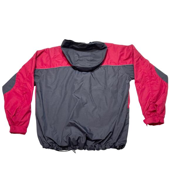 Vintage Anchor Blue Jacket Boys Large Nylon Black Red Windbreaker Hoodie Zip - Picture 2 of 4